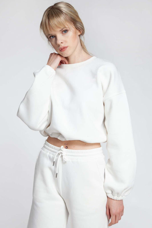 Carmela - Ekru Crop Sweatshirt